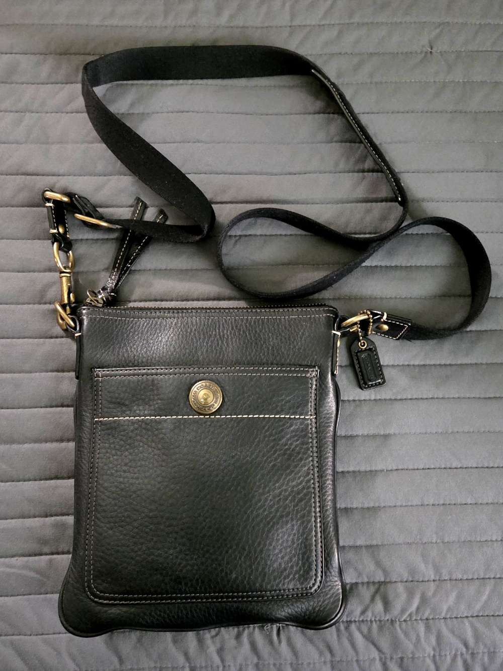 Coach Black Leather Crossbody Bag for Men